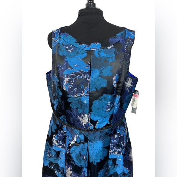 NWT ASL Tahari Blue & Silver Floral Dress - Picture 4 of 14